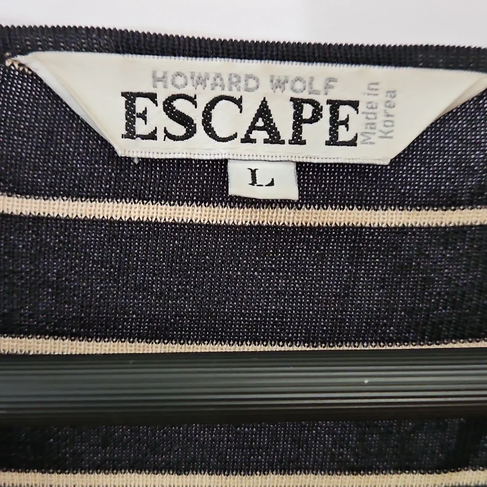 Howard Wolf Escape Vintage Black And Tan Stretchy Womens Sweater Sz Lg